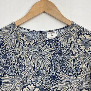 H&M x William Morris & Co 8 Floral Print Top Blouse Navy Blue Ivory